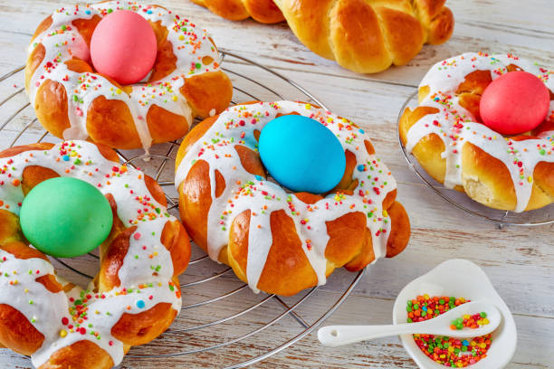 istock sweet Italian Easter Bread Rings, close up 1125833306