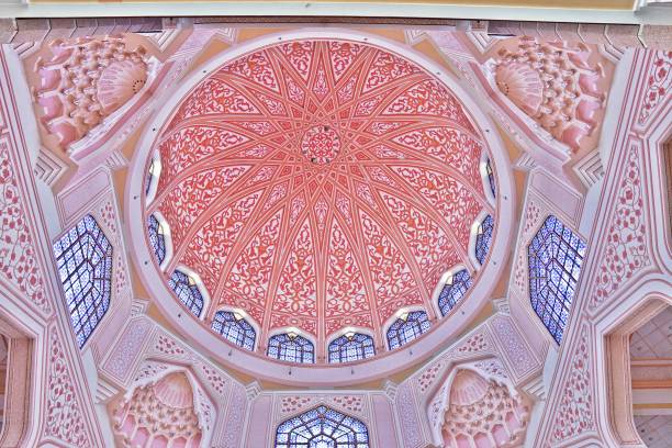 istock Interior and exterior architecture of a pink coloured mosque 1125833493