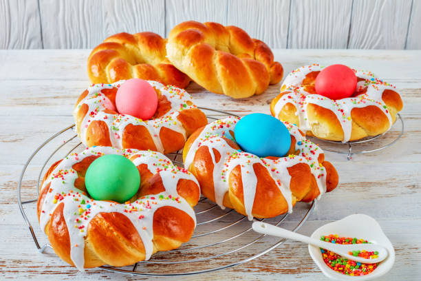 istock tasty sweet Italian braided Easter Bread Rings 1125834168