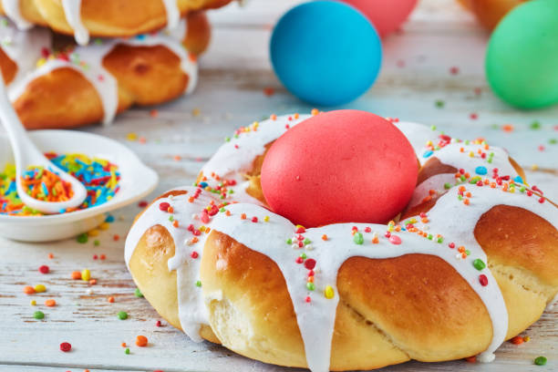 istock individual sweet Italian braided Easter Bread Ring 1125834222