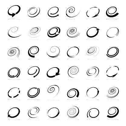 Spiral design elements. Abstract icons set. Vector art.