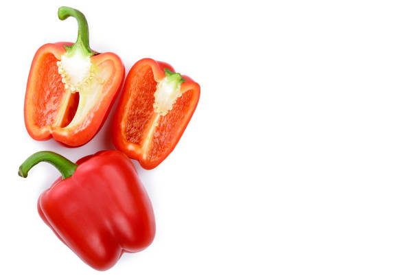 istock red sweet bell pepper isolated on white background with copy space for your text. Top view. Flat lay 1125835846