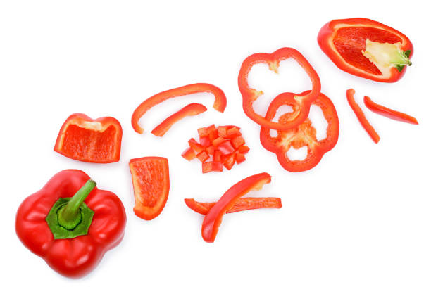 istock red sweet bell pepper isolated on white background with copy space for your text. Top view. Flat lay 1125835857