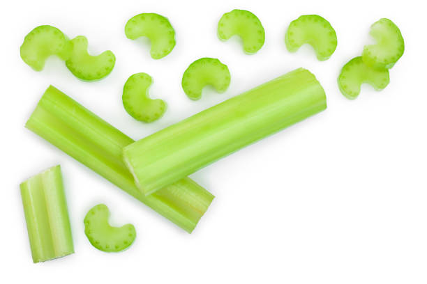 istock fresh celery isolated on white background with copy space for your text.Top view. Flat lay 1125835887
