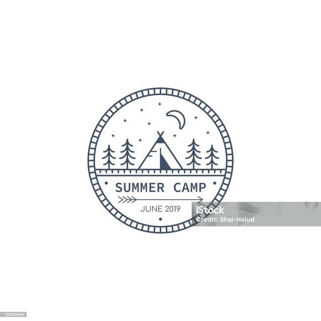 Insignia de campamento de verano - arte vectorial de Camping libre de derechos