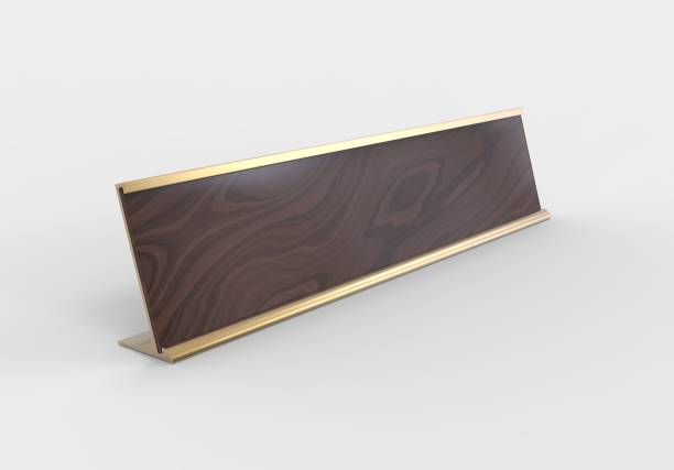 istock Blank frame Door and Wall Signage or name plate with brushed metal plate. 3d render illustration. 1125840745