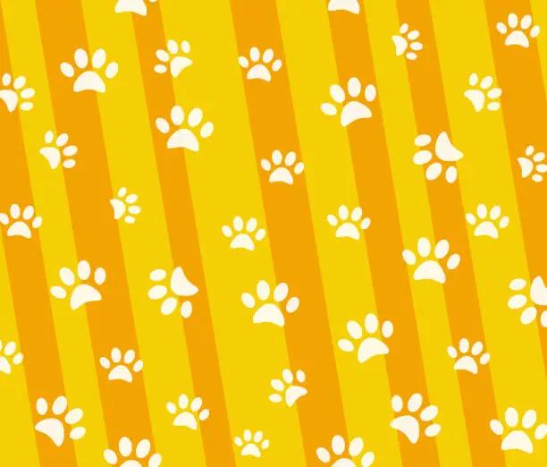 Vector illustration of Vector seamless pattern and background with icons footprint to cat