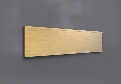 Blank frame Door and Wall Signage or name plate with brushed metal plate. 3d illustration.
