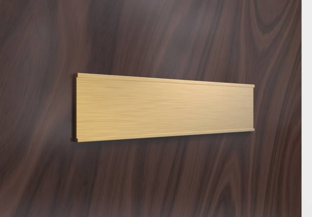 istock Blank frame Door and Wall Signage or name plate with brushed metal plate. 3d render illustration. 1125840786