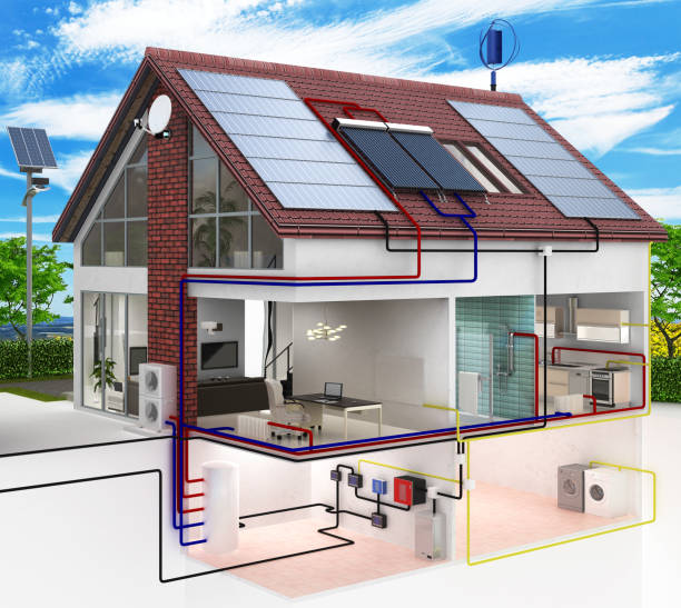istock Low-energy house with blue sky in background - 3d illustration 1125841799
