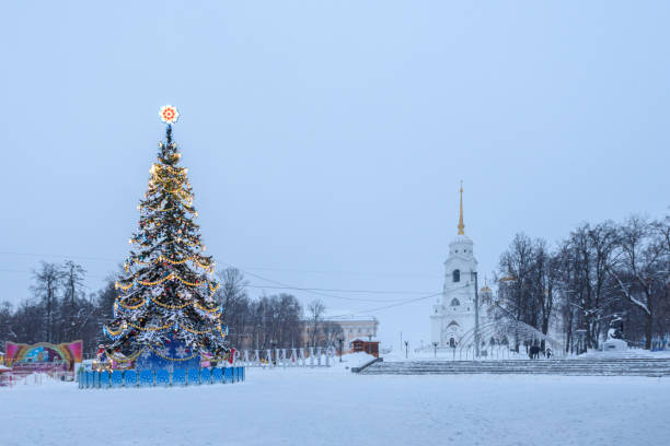 Winter in the city of Vladimir - the city of the Golden Ring of Russia stock photo