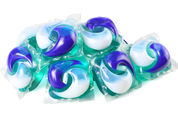 istock Washing detergent capsule pod isolated on white background 1125842984
