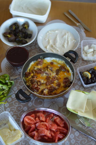 istock Traditional Turkish Country Breakfast with Turkish sausage and egg 1125843428