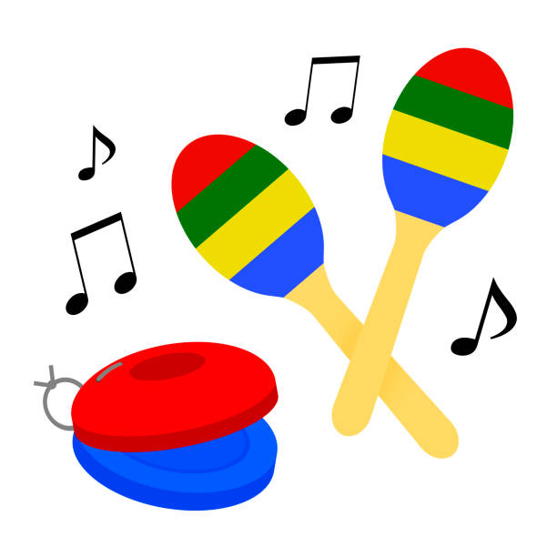 Castanets and a maraca This is castanets and a maraca. laboratory shaker stock illustrations