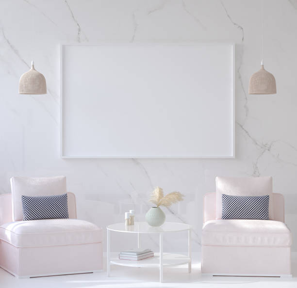 istock Mock up poster frame in modern home interior. Scandinavian style 1125844875