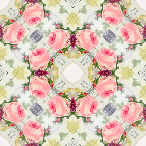 istock Seamless pattern with flora. Clip art design pattern background and texture wallpaper. Colorful flat design. Repeat pattern. Vintage floral background. picture illustration, flat design 1125845783