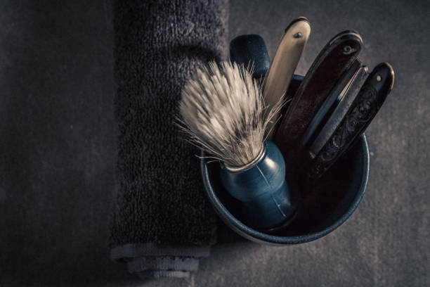 istock Antique shaving set with foam, old razor and brush 1125847203