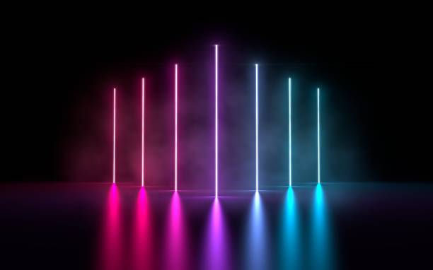 istock 3d illustration of vertical glowing neon light 1125847265