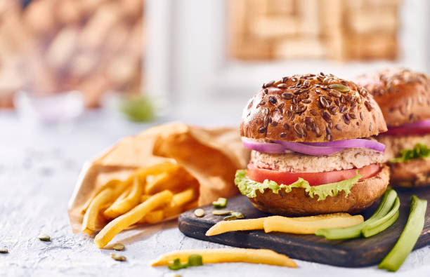 istock Tasty homemade burger with chicken 1125848391