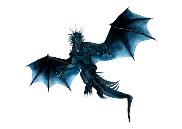 istock 3D illustration black fantasy dragon on white 1125852618