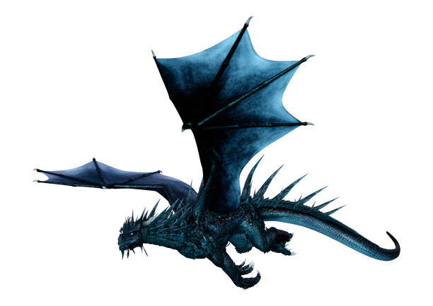 istock 3D illustration black fantasy dragon on white 1125852650