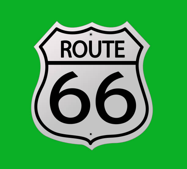 ilustrações de stock, clip art, desenhos animados e ícones de glossy route sixty six icon - route 66 road sign california