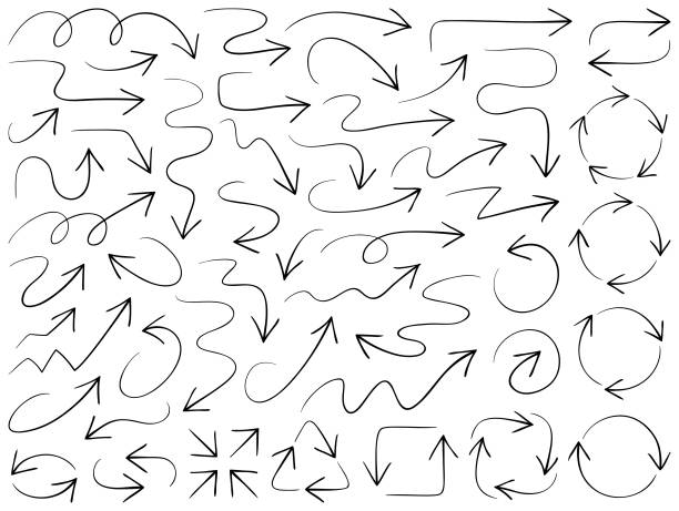 ilustrações de stock, clip art, desenhos animados e ícones de arrows, vector design elements - repetition striped pattern in a row