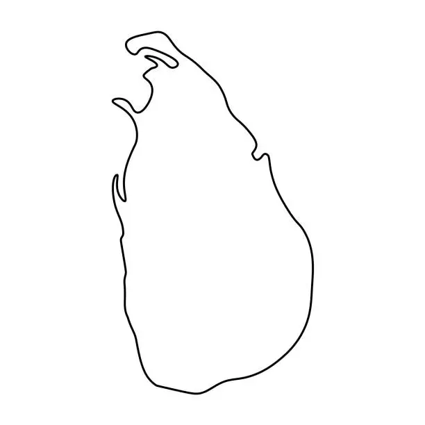 Vector illustration of Map of Sri Lanka - outline. Silhouette of Sri Lanka map vector illustration
