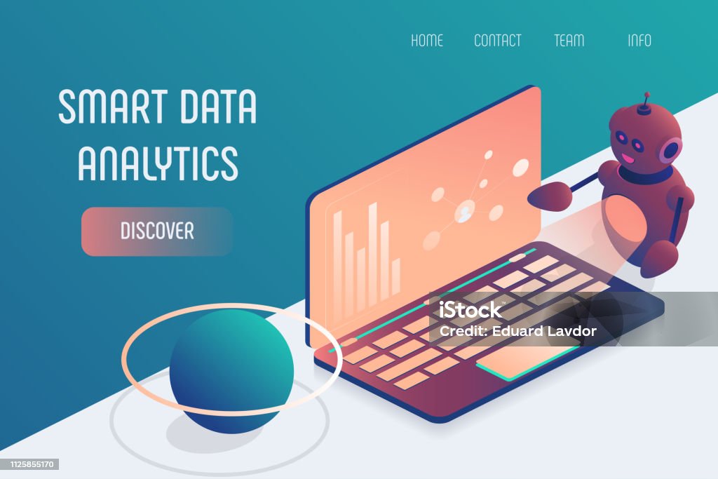 Smart Data Analytics Laptop Stock Illustration - Download Image Now ...