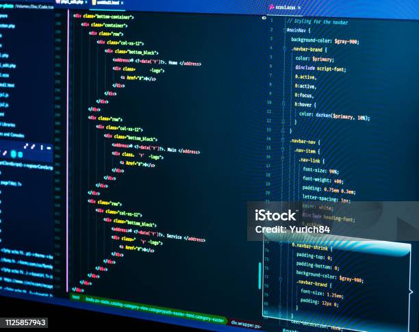 Coding Html And Css In Ide Macro Web Development Software Source Code ...