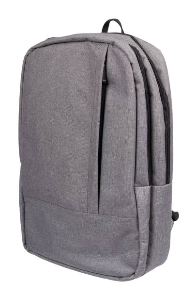 istock Gray textile school bag, city street backpack 1125858166