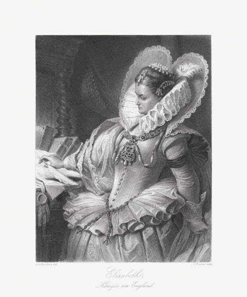 illustrazioni stock, clip art, cartoni animati e icone di tendenza di regina elisabetta i d'inghilterra e irlanda (1533-1603), pubblicata nel 1859 - queen elizabeth