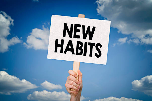 new habits - condition optimal text healthy lifestyle imagens e fotografias de stock