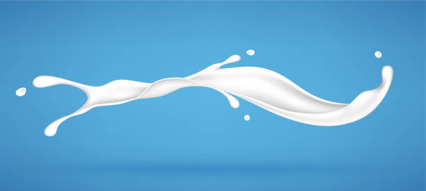 всплеск молока или сливок изолированы на синем фоне. реалистичная векторная иллюстрация - йогурт stock illustrations