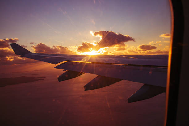 istock Beautiful sunset view from airplane at south korea 1125859569