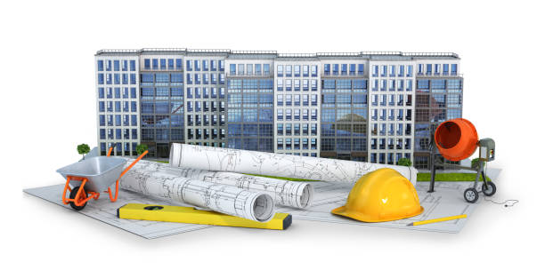 istock building a house according to the drawings - a construction project. 3d illustration 1125860121