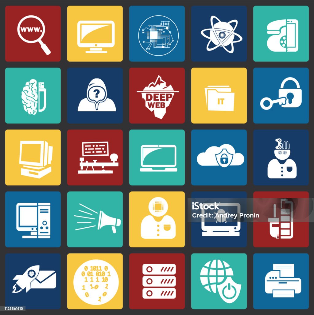 Internet. Computer Style Computer And Internet Technologies Set On Color Squares Background ...