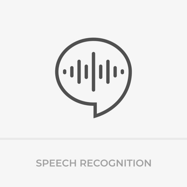 ilustraciones, imágenes clip art, dibujos animados e iconos de stock de control de comando de voz. icono de reconocimiento de voz. bocadillo de diálogo y de la onda acústica con imitación de voz. - bluetooth wlan symbol computer icon