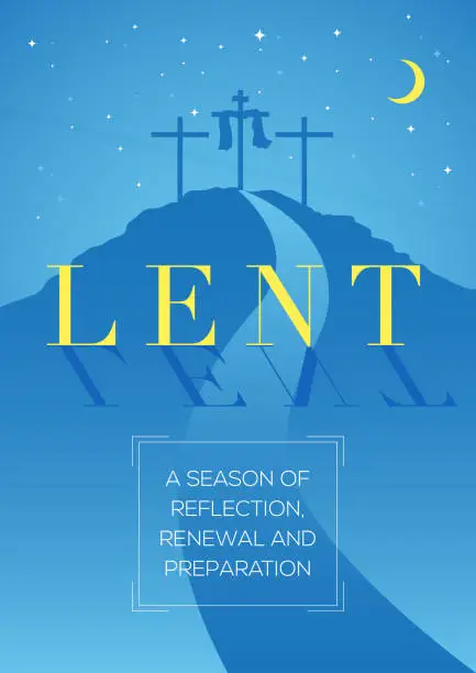 Vector illustration of Lent, time of repentance, fasting and preparation