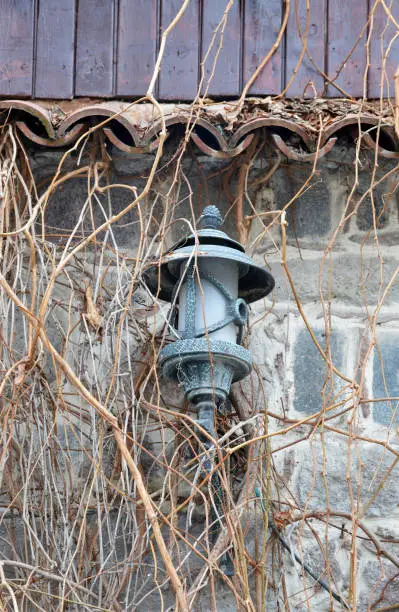 old house lamp and landscape