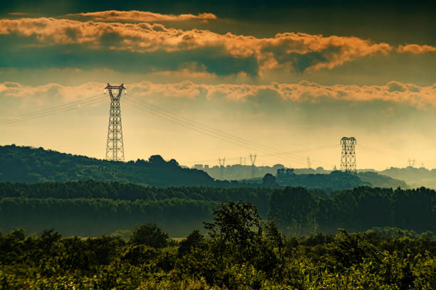 istock Electric power pylons and overhead lines 1125868689
