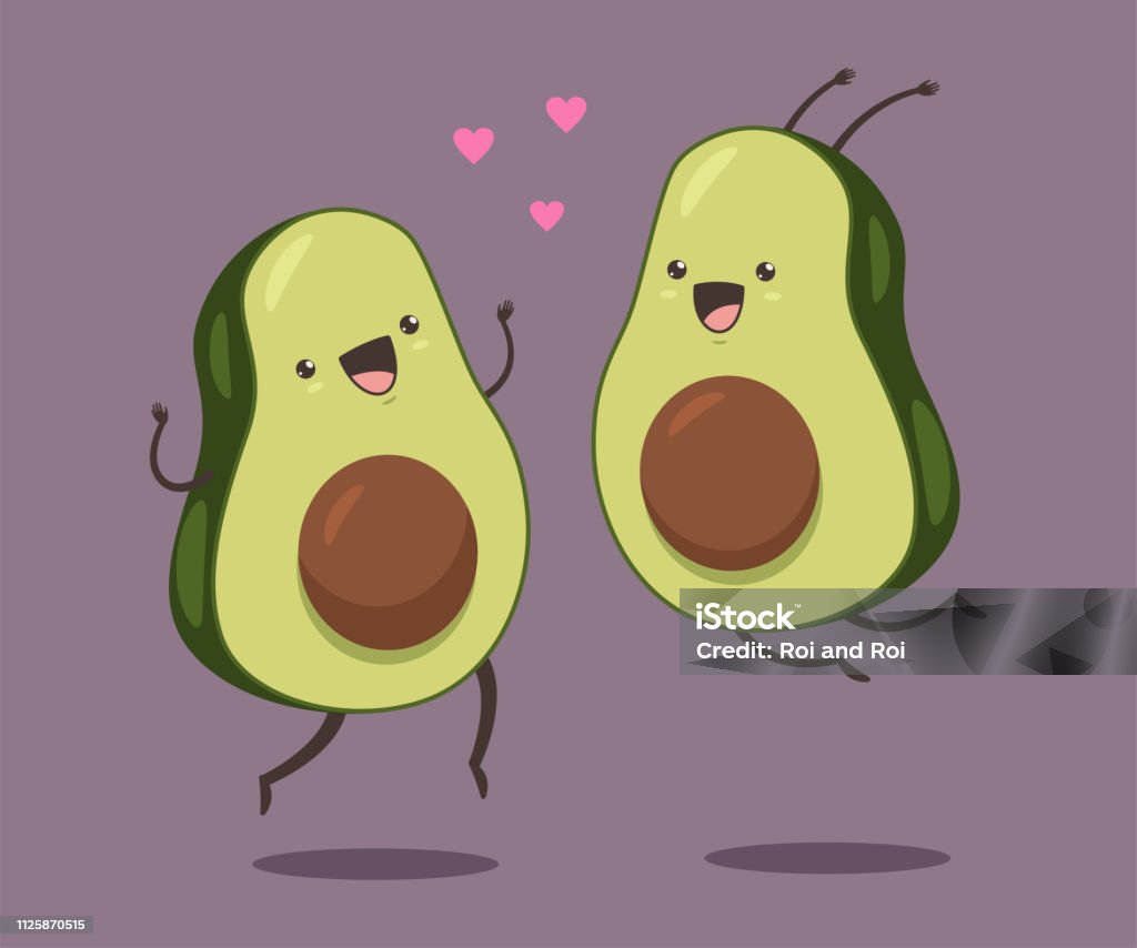 Cute Avocado Couple With Hearts Valentine Day Vector Cartoon Funny Fruit  Character Isolated On Background Stock Illustration - Download Image Now -  iStock