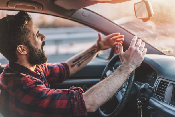 istock Young man getting angry on the road 1125874382