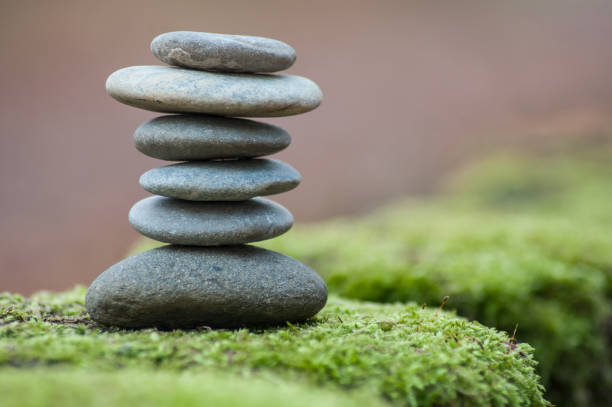 istock stone balance on moss in the forest 1125877165