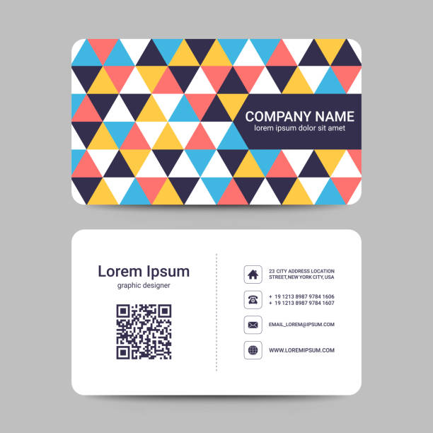 Modern business card template with geometric shapes Modern business card template with geometric shapes visit card stock illustrations