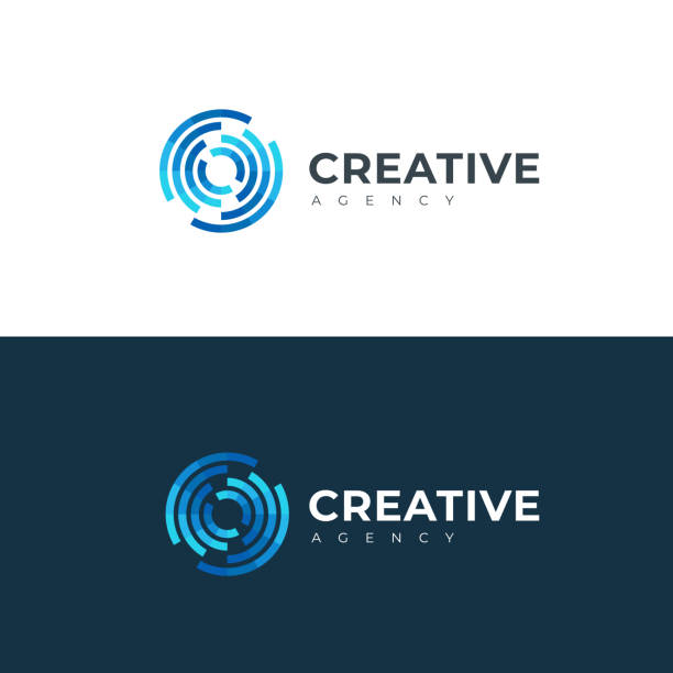 логотип движения абстрактного круга. творческий динамический круглый логотип. символ соединения. - branding internet development the media stock illustrations