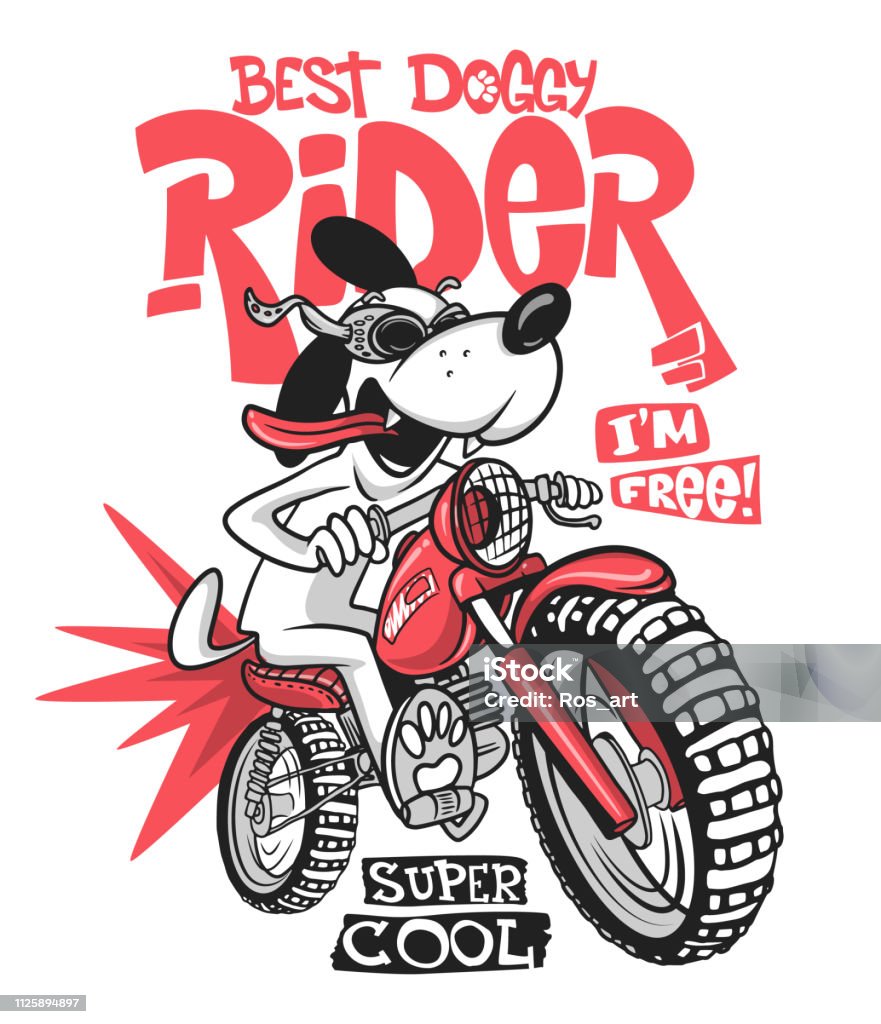 Chú Chó Hoạt Hình Cưỡi Một Thiết Kế Áo Thun Vector Xe Máy Hình ...