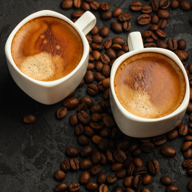 istock coffee, serving  beverage in a white cup (coffee grain). food. top.copy space 1125895028