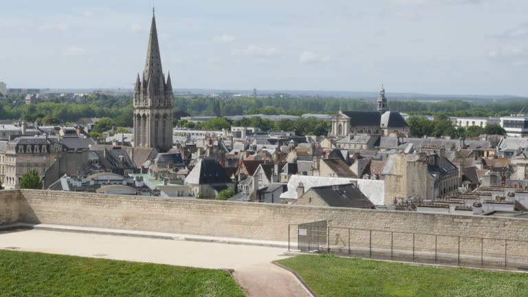 Calvados capital Caen in France cityscape 4K