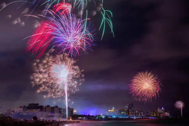 2019 New year fireworks in Miami beach